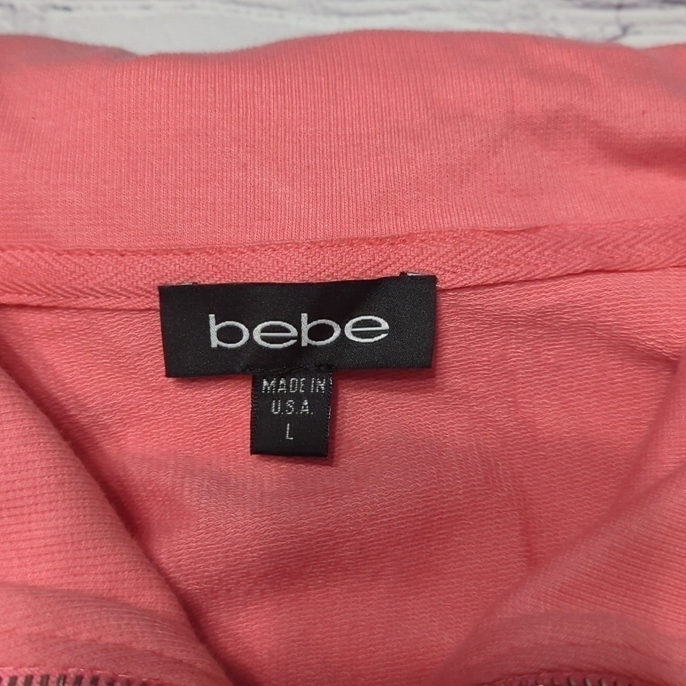 Bebe Womens Sweatshirt Vintage Y2K 90s Full Zip‎ Rhinestone Logo Pink Medium - Picture 5 of 16
